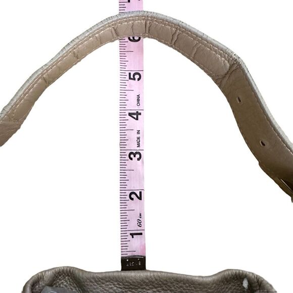 Cole Haan Metallic Gold Brass Leather Drawstring Shoulder Buckle Bag Purse Women - Picture 12 of 14